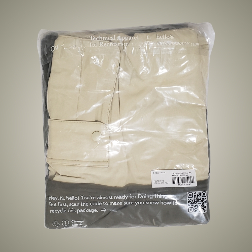 Outdoor Voices RecTrek Zip-Off Pant High Rise Women XXL Tea Tree Stretch DWR NWT